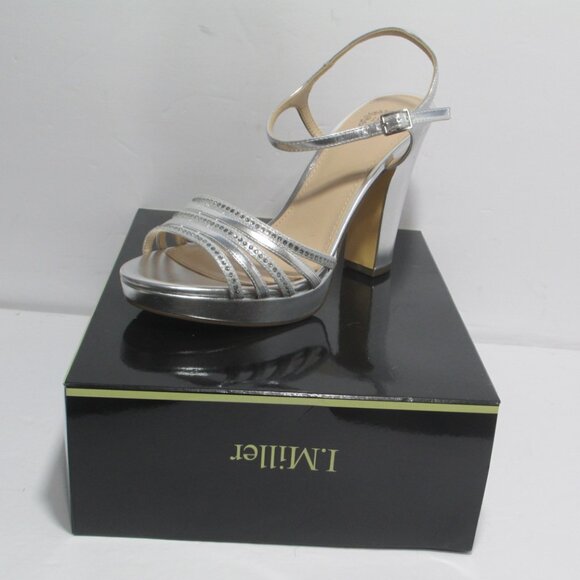 I. Miller Womens 9.5 Sylas Silver Pump Sandals Formal Party Wedding NEW - Picture 1 of 11